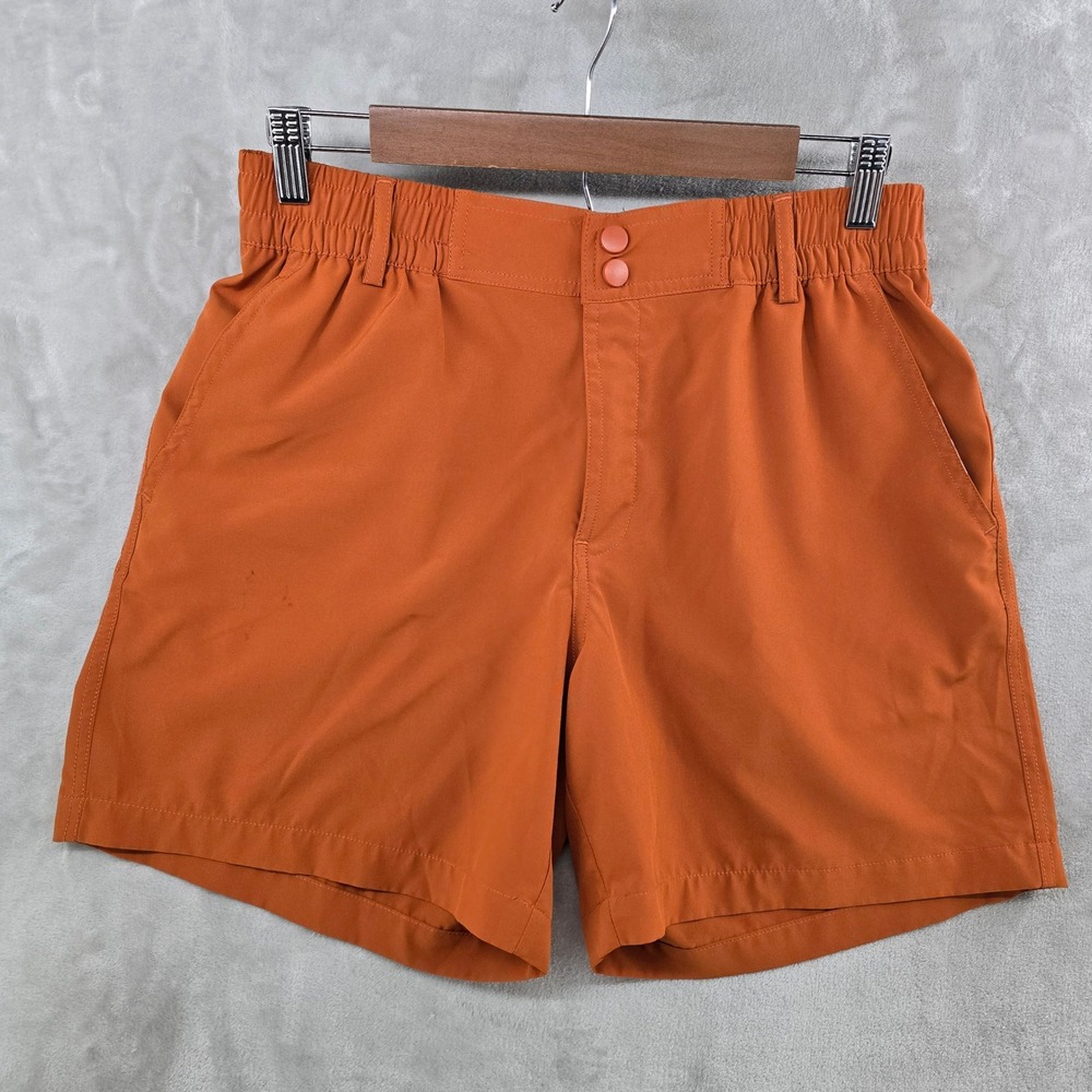 Burlebo Performance Shorts Mens Small Orange 5.5 Inseam Elastic Waist Stretch